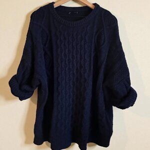 Vintage Navy Blue Gap Cable Knit Sweater (Size M/L)